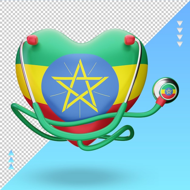 3d giornata mondiale della salute bandiera dell'etiopia che rende vista frontale