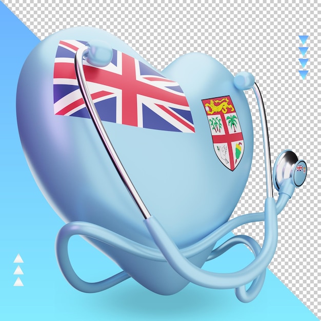 3d world health day Fiji flag rendering left view