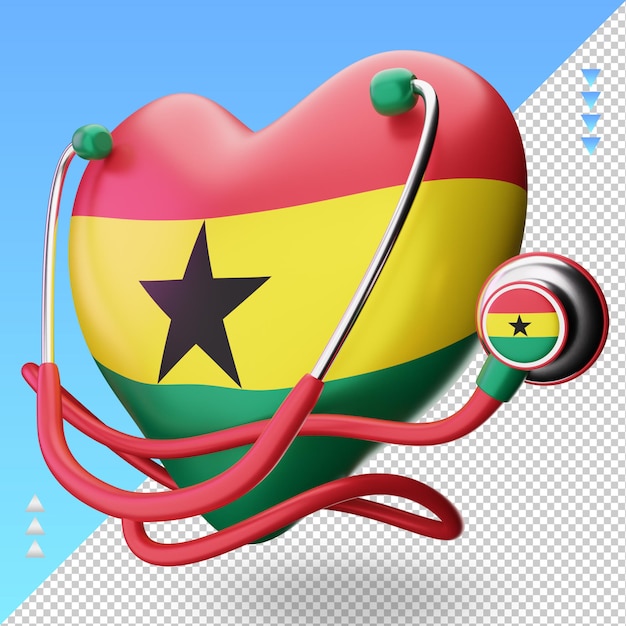 3d world health day ghana flag rendering right view