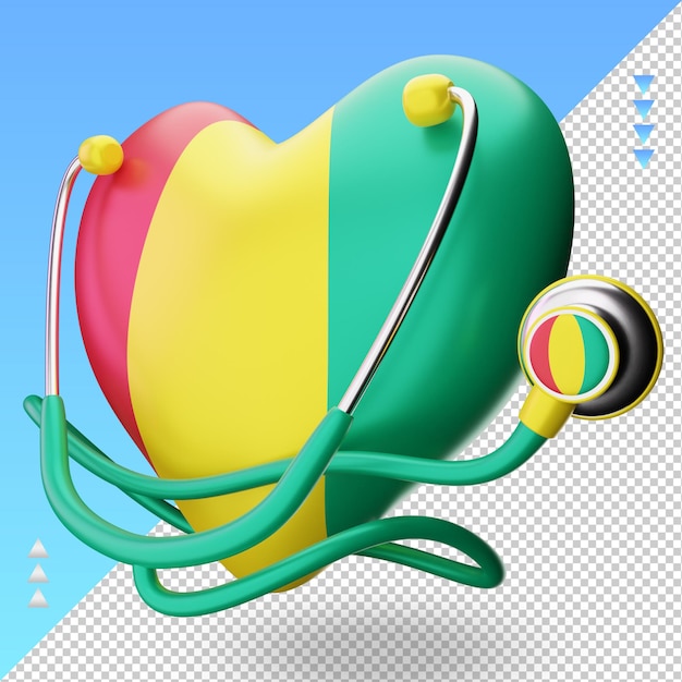 3d world health day Guinea Bissau flag rendering right view