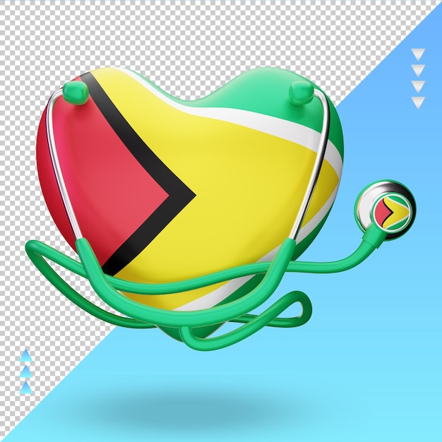 3d world health day Guyana flag rendering front view