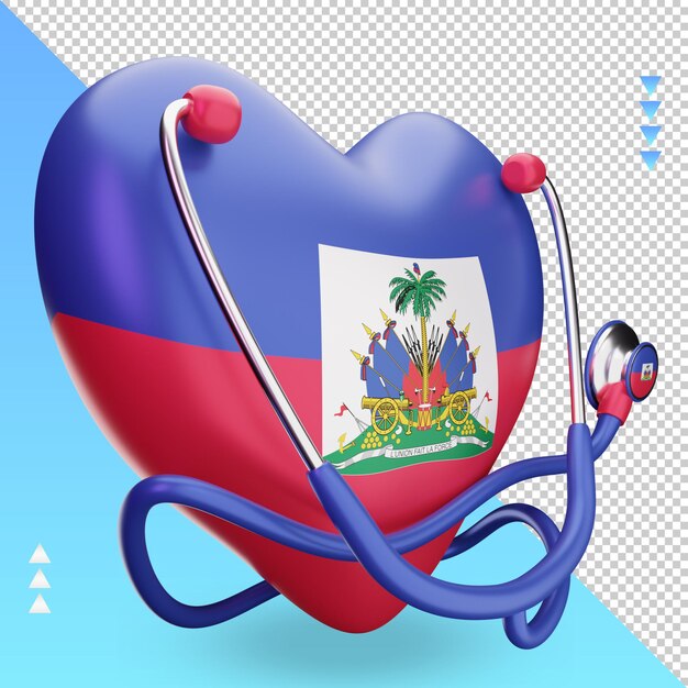 PSD 3d giornata mondiale della salute haiti bandiera rendering vista sinistra