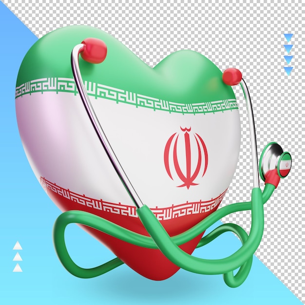 PSD 3d giornata mondiale della salute iran bandiera rendering vista sinistra