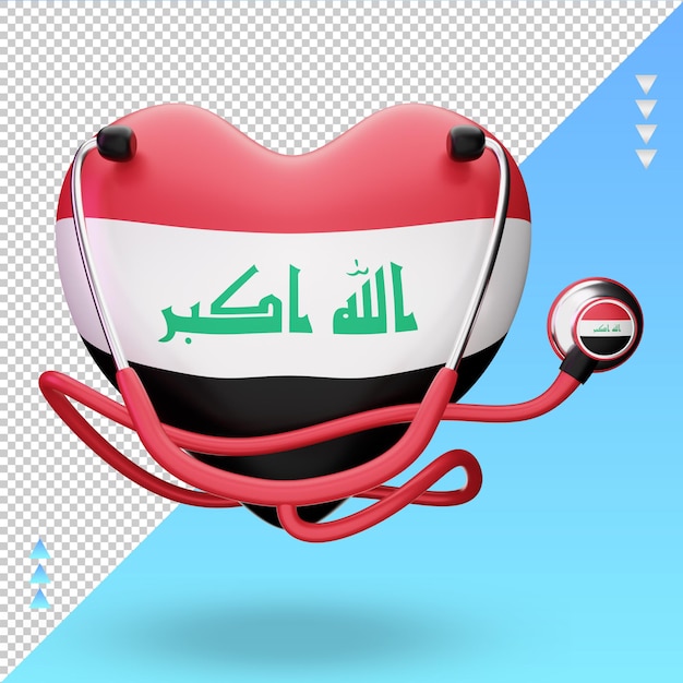 PSD 3d giornata mondiale della salute bandiera dell'iraq rendering vista frontale