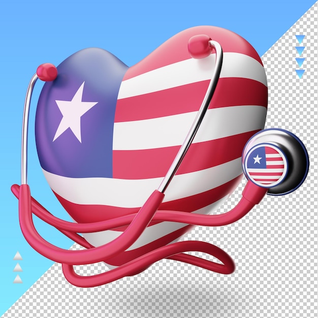 PSD 3d world health day liberia flag rendering right view