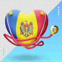 PSD 3d world health day moldova flag rendering front view