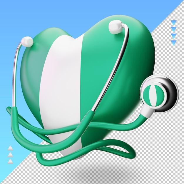 3d world health day Nigeria flag rendering right view
