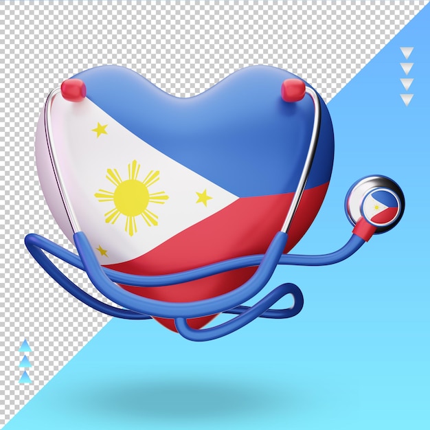 PSD 3d 세계 보건의 날 필리핀 국기 렌더링 전면 보기