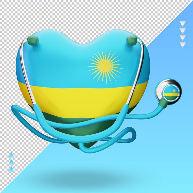 3d world health day rwanda flag rendering front view