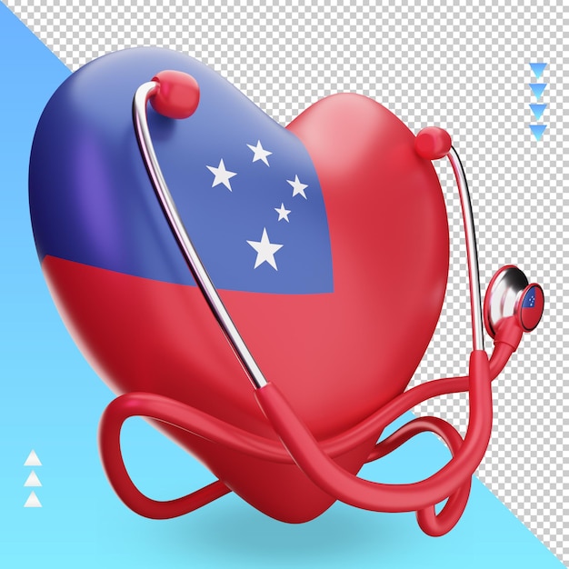 3d world health day Samoa flag rendering left view