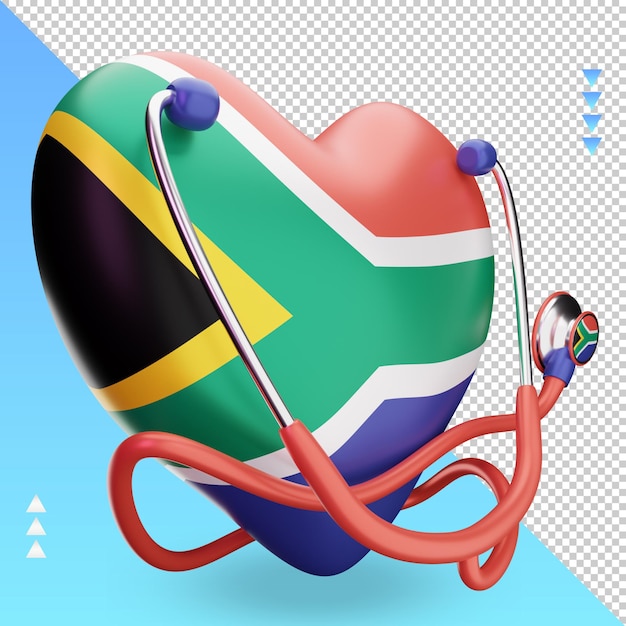PSD 3d 세계 보건의 날 남아프리카 공화국 국기 렌더링 왼쪽 보기
