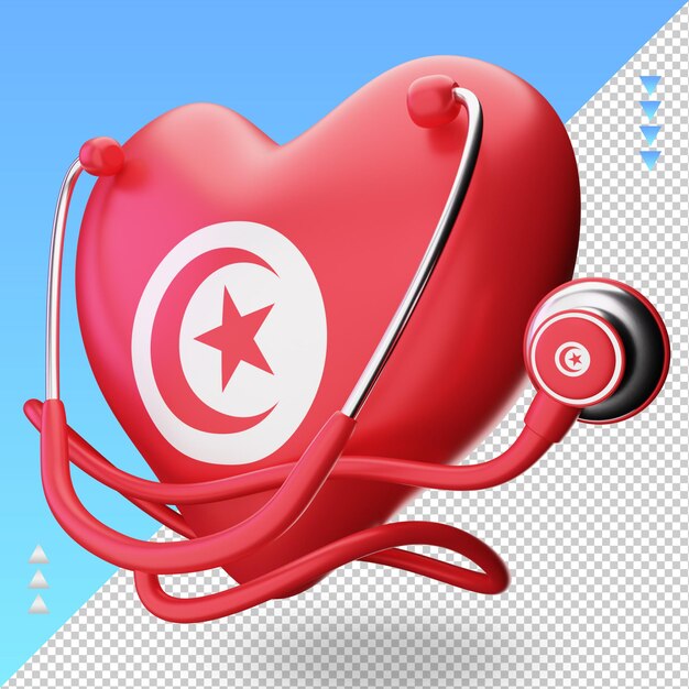 PSD 3d world health day tunisia flag rendering right view