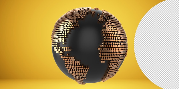 PSD 3d world map globe transparent png