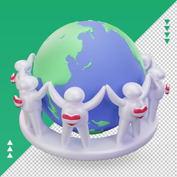 PSD 3d world population day people austria flag rendering right view