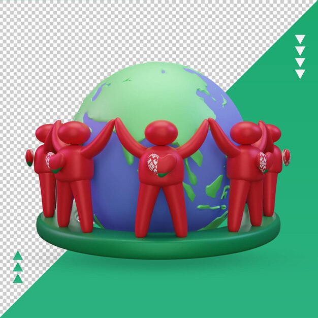 PSD 3d world population day people belarus flag rendering front view