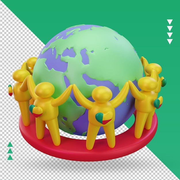 3d world population day people benin flag rendering left view