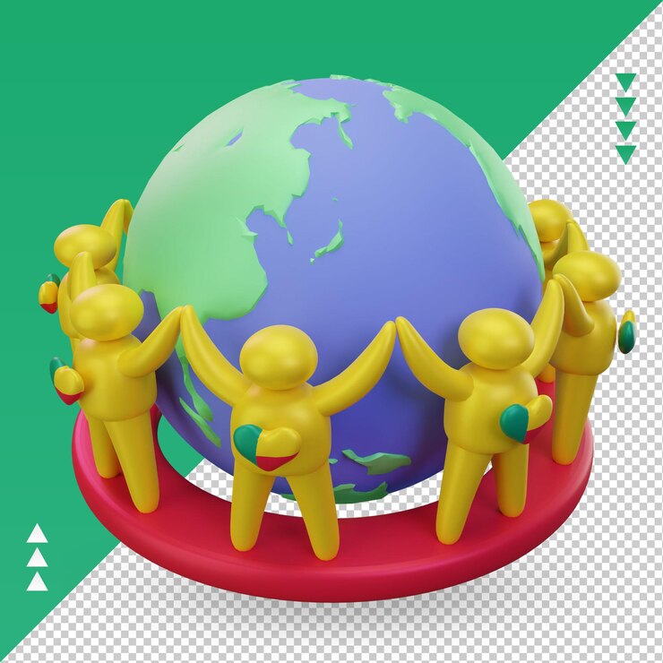 PSD 3d world population day people benin flag rendering right view