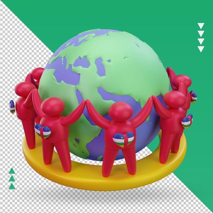 PSD 3d world population day people central african republic flag rendering left view