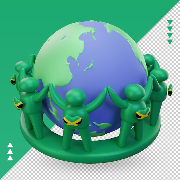 3d world population day people jamaica flag rendering right view