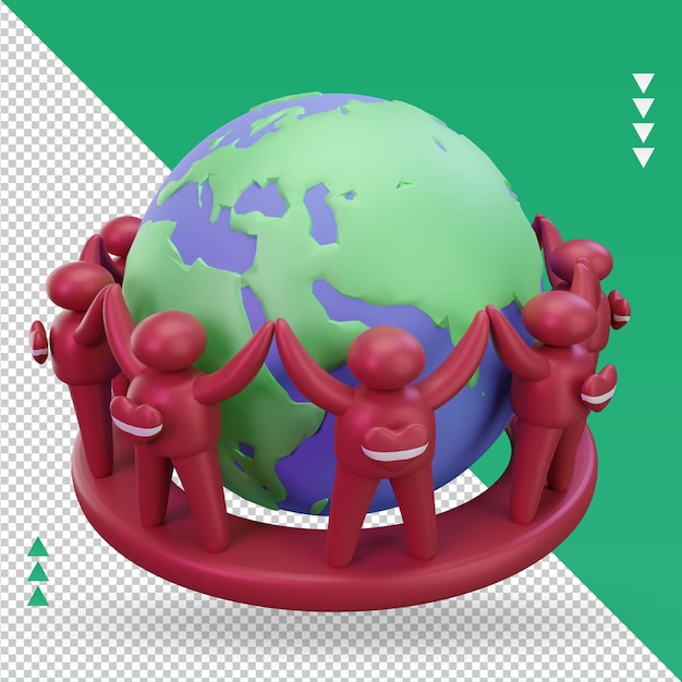 PSD 3d world population day people latvia flag rendering left view