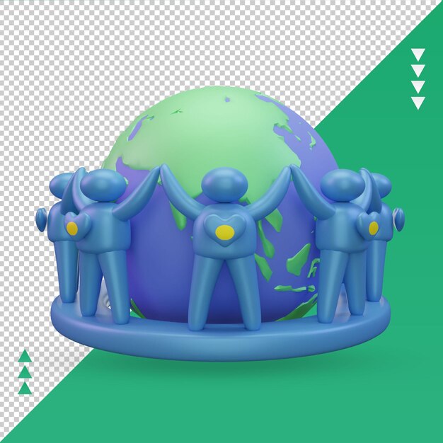 PSD 3d world population day people palau flag rendering front view