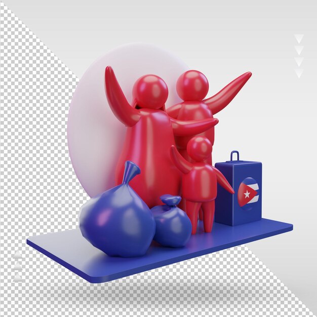 3d world refugee day cuba flag rendering left view