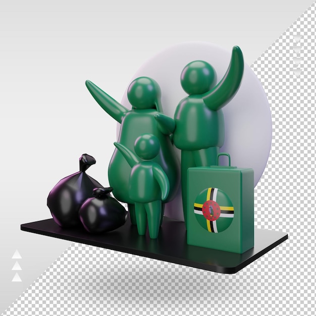 PSD 3d world refugee day dominica flag rendering right view