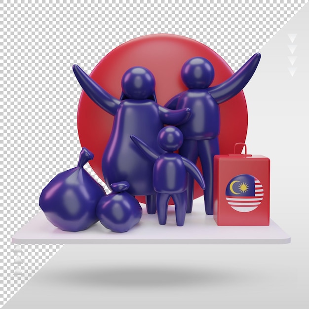 3d world refugee day Malaysia flag rendering front view