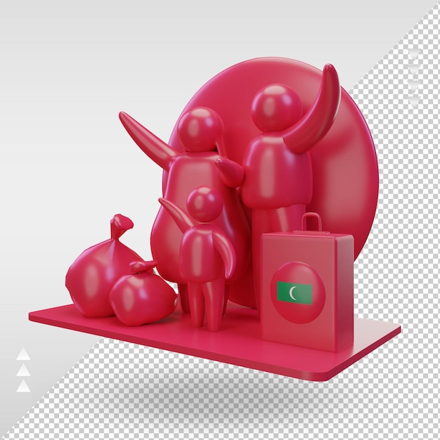 3d world refugee day maldives flag rendering right view