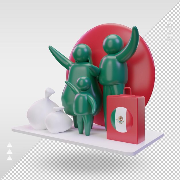 3d world refugee day mexico flag rendering right view