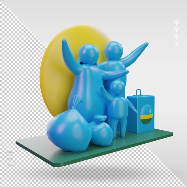 3d world refugee day rwanda flag rendering left view