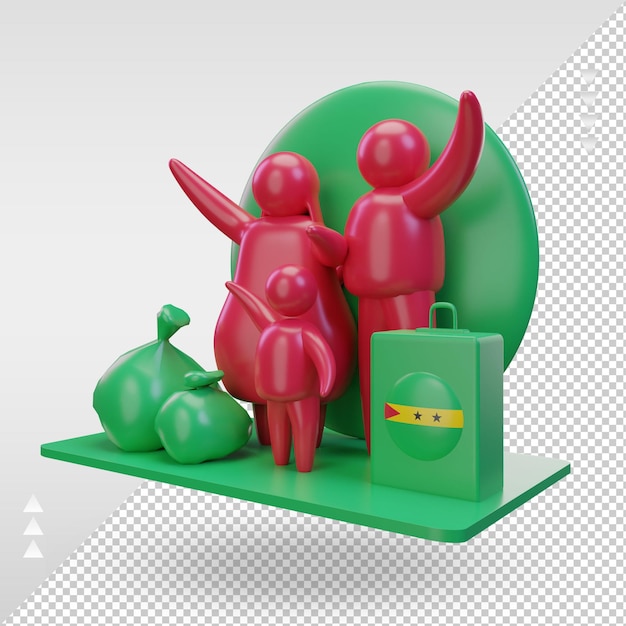 PSD 3d world refugee day sao tome and principe flag rendering right view