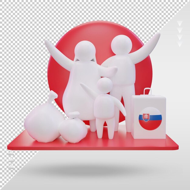 PSD 3d world refugee day slovakia flag rendering front view