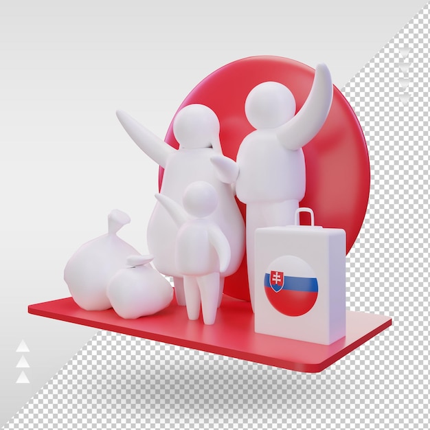 3d world refugee day slovakia flag rendering right view