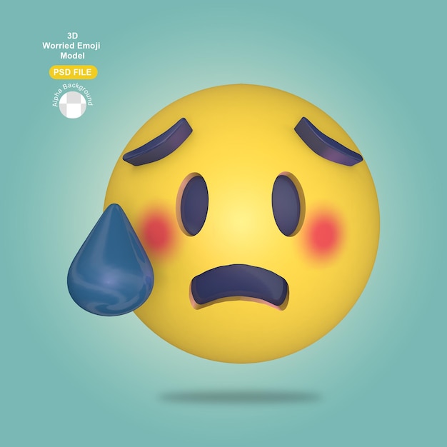 Rendering 3d preoccupato di emoji