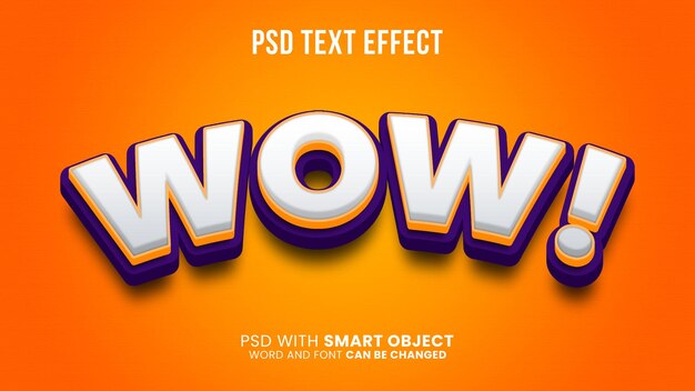 3D Wow Text Effect in Orange Background
