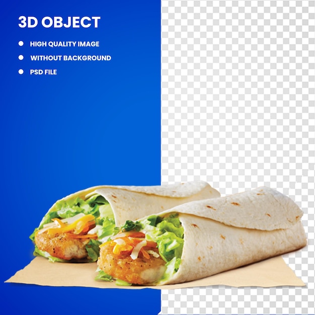 PSD 3d wrap vegetarian cuisine burrito kati roll taquito