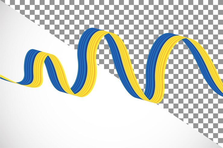 PSD 3d wstążka z flagą ukrainy22