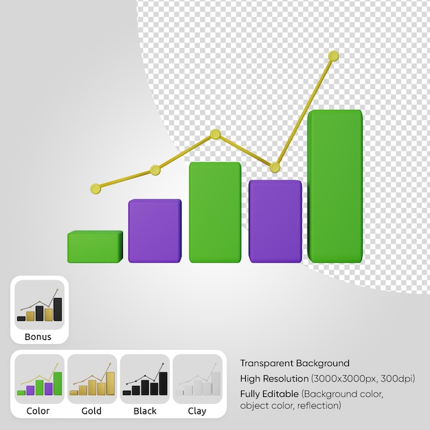 PSD 3d wykres słupkowy z przodu