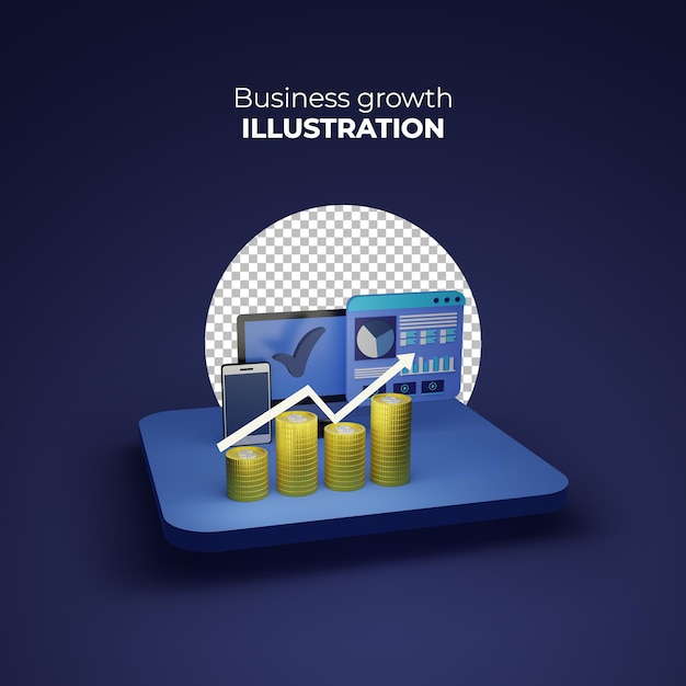 3d wykresy wzrostu biznesu ilustracja