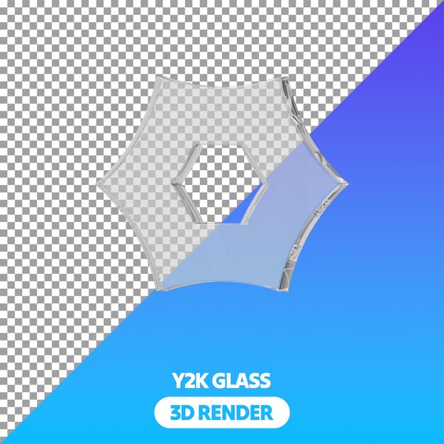 3D Y2K Shapes PSD Прозрачный изолированный рендеринг в прозрачном стекле выглядит как бриллиант и звезда формы PNG