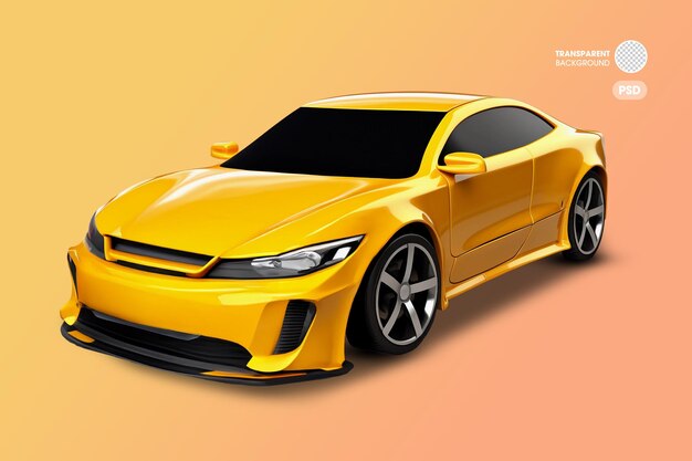 3D yellow aggressive sport car