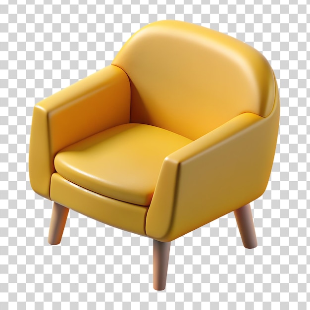 3d yellow arm chair isolated on transparent background