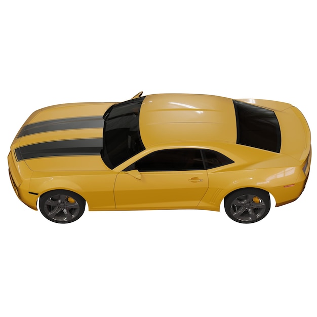 PSD 3d yellow car right up side view