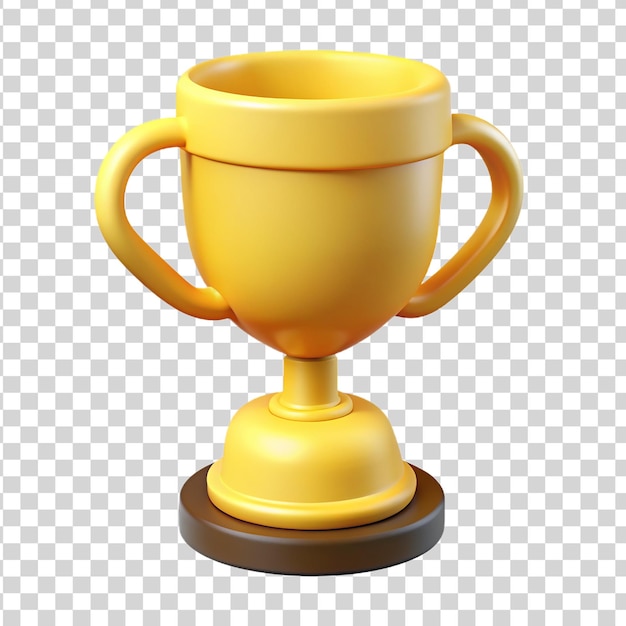 PSD 3d yellow champion trophy isolated on transparent background