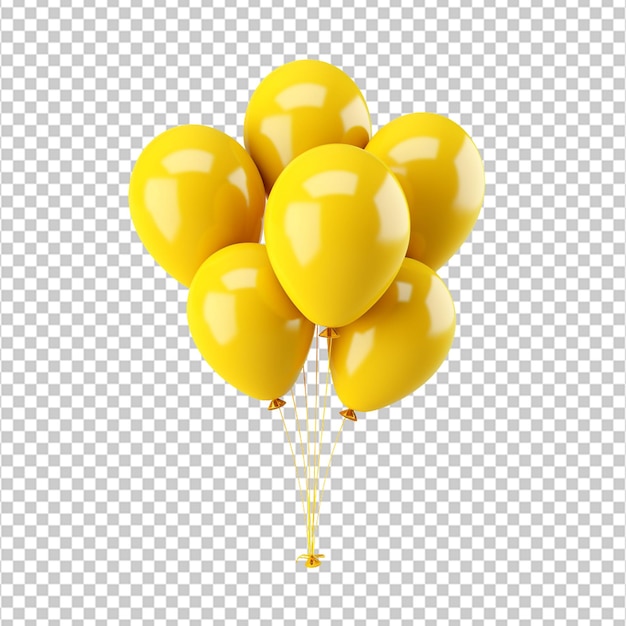 3d yellow cute balloons on white background