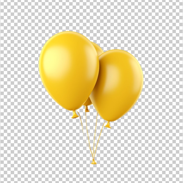 3d yellow cute balloons on white background