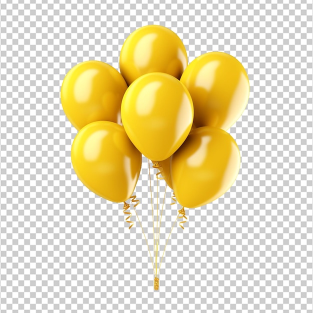 PSD 3d yellow cute balloons on white background