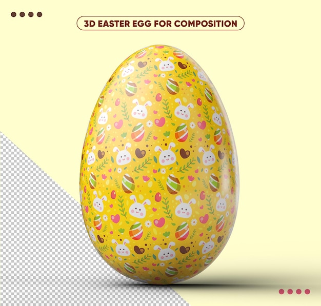 PSD 3d yellow easter egg