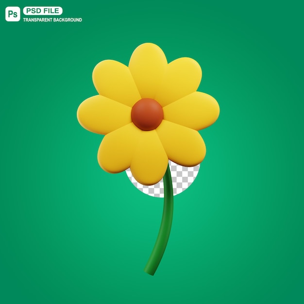 PSD illustrazione del fiore giallo 3d